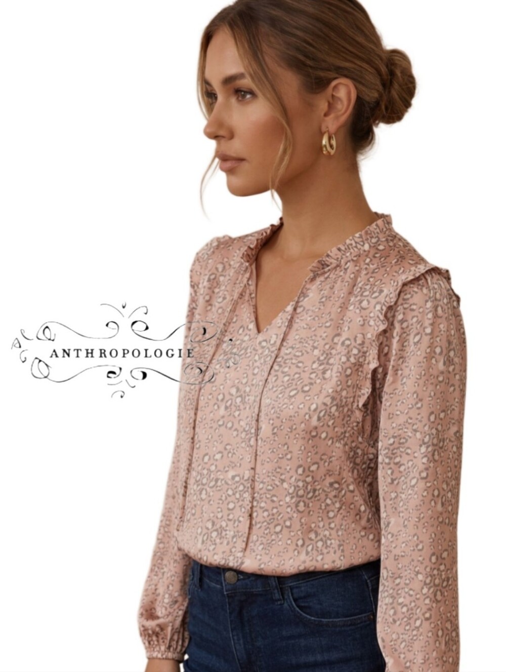 Dolan Blush Pink Leopard Miramar Blouse for Anthropologie